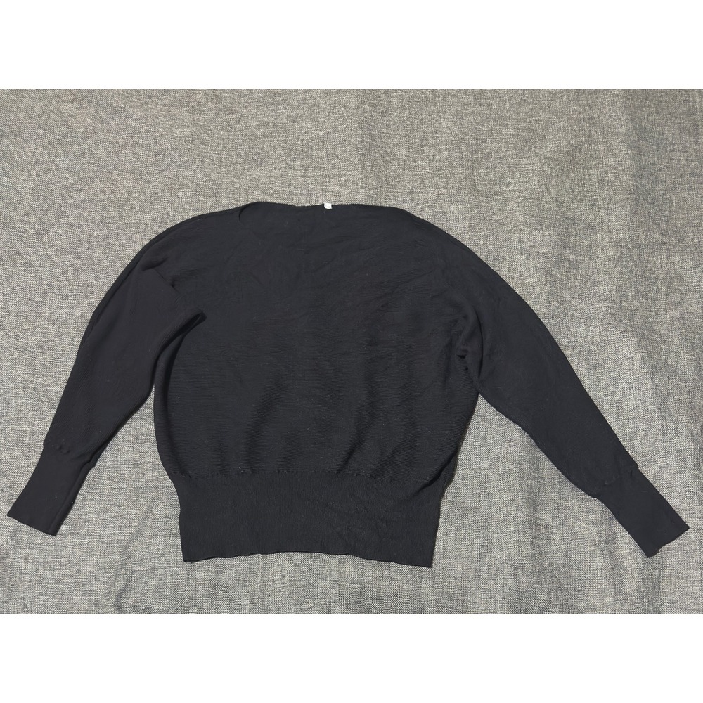 Feiersi Womens XL Sweater Black Long Sleeve Ribbed Knit Crew Neck Pullover